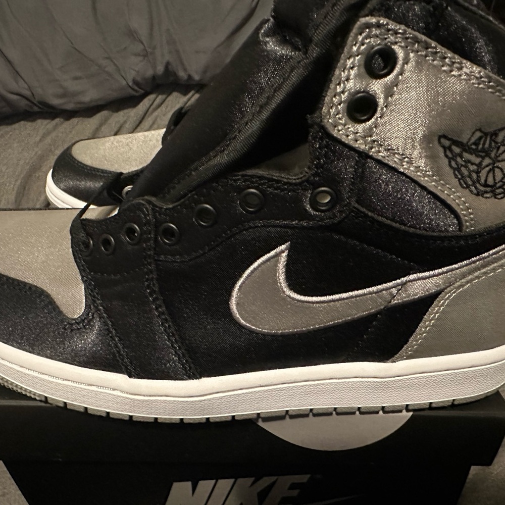 Nike Black and Silver High-Top Jordan Sneakers NWOT